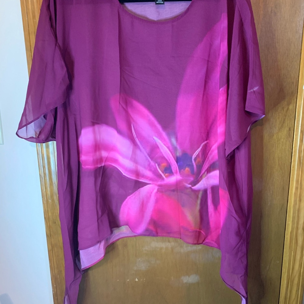 Colleen Lopez Purple Asymmetrical Oversized Blouse